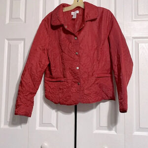JG Hook Jacket Quilted Women Red Lightweight Lined Coat jacket size LARGE
